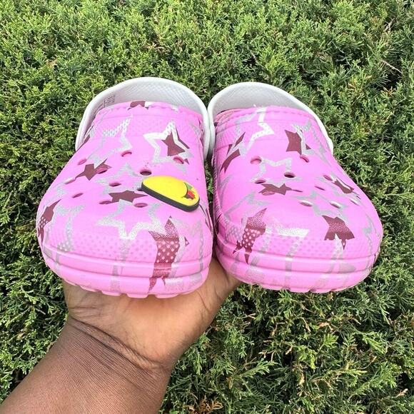 Crocs Kids Classic Lined Disco Dance Party Clogs‎  Size J 1 Pink Sandals - Picture 6 of 14